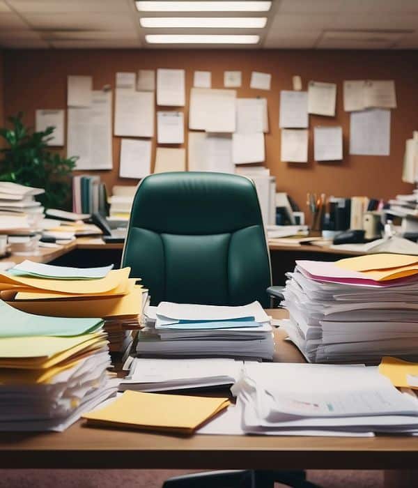 Oficina vacía llena de papeles